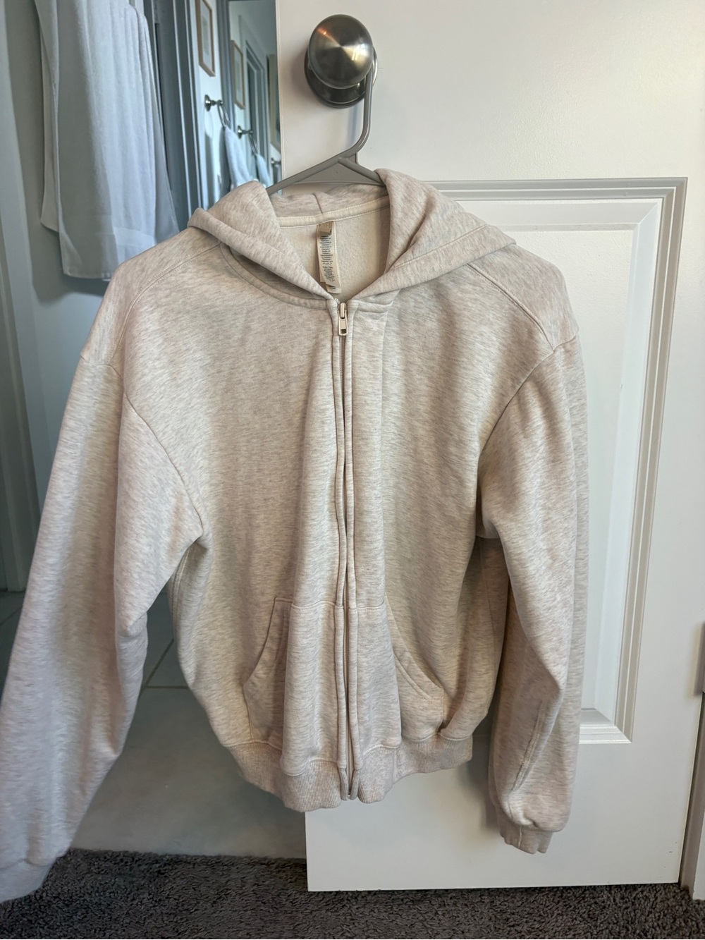 Skims Neutral Cream Zip-Up Hoodie Jacket